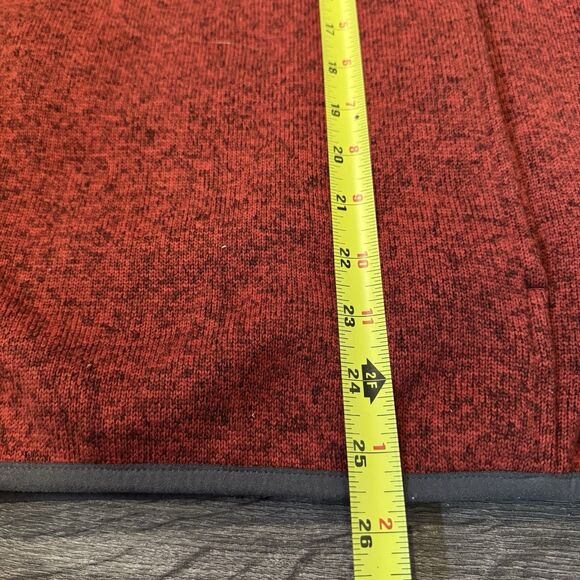 L.L. Bean Sweater Mens Medium Red Slightly Fitted 1/4 Snap Mock Fleece Pullover - Picture 6 of 10